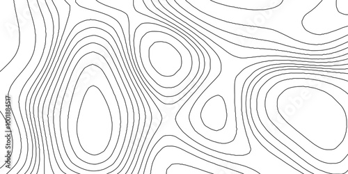 Abstract monochrome image cartography background, abstract black line and white topography map background, lines topographic contour map seamless pattern landscape geodesy geographic mountain relief.
