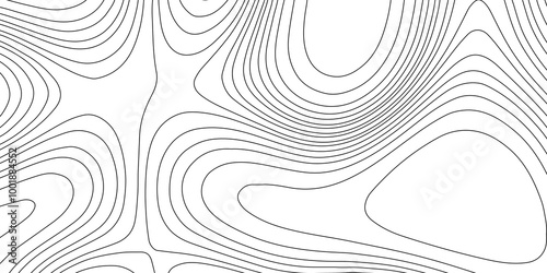 Abstract monochrome image cartography background, abstract black line and white topography map background, lines topographic contour map seamless pattern landscape geodesy geographic mountain relief.