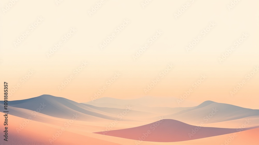 Serene desert landscape at dawn with soft Serene desert landscape at dawn with soft