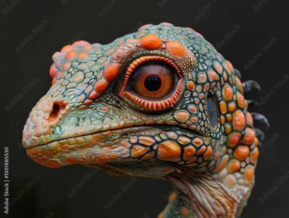 Obraz premium Close-Up Portrait of a Lizard with Strikingly Detailed Scales