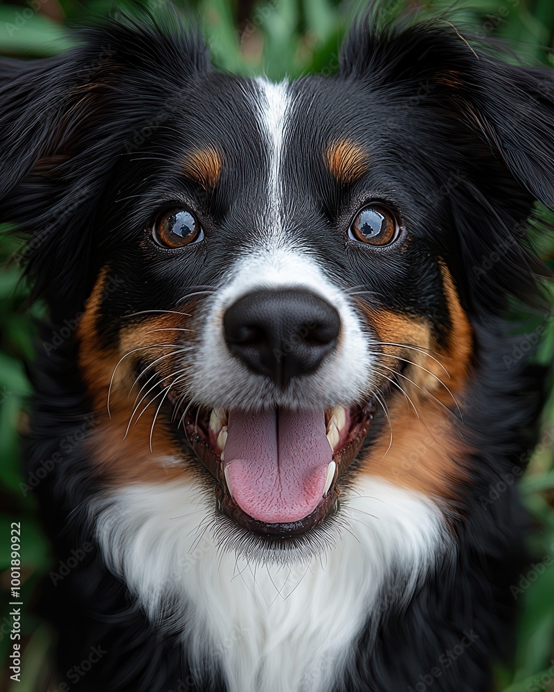 Happy Dog with Bright Eyes in Nature Background Happy Dog with Bright Eyes in Nature Background