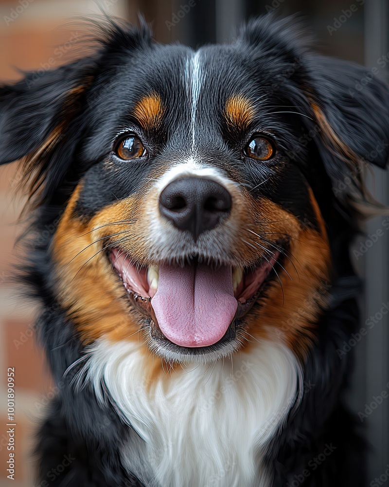 Cheerful Dog Portrait with Bright Smile and Features Cheerful Dog Portrait with Bright Smile and Features