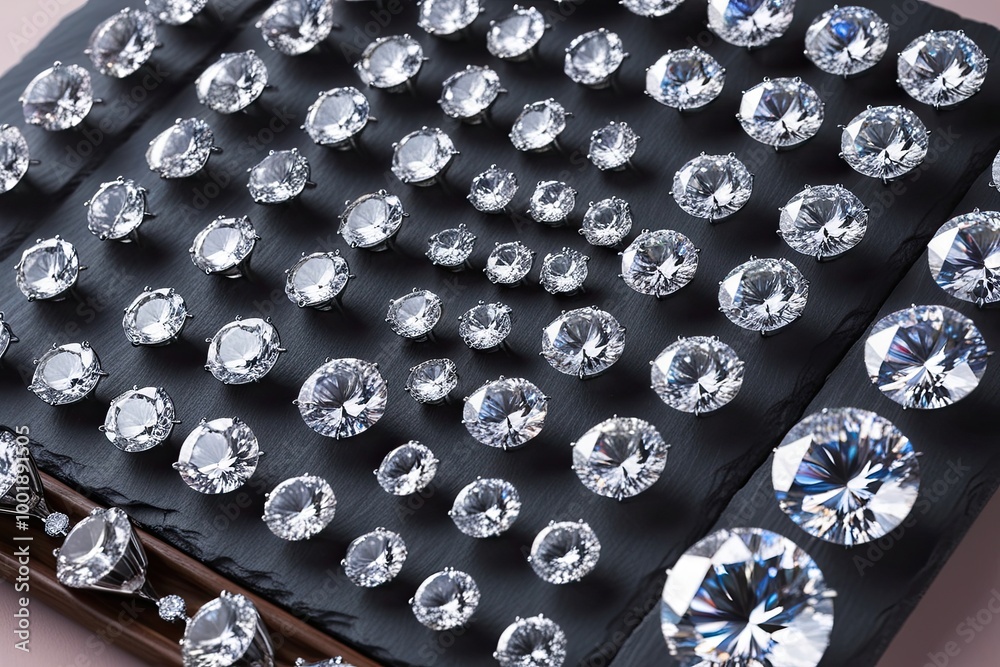 Opulent Collection of Dazzling Diamonds on Elegant Slate Showcase Opulent Collection of Dazzling Diamonds on Elegant Slate Showcase
