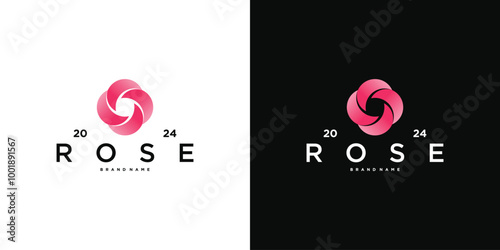 Modern rose flower logo design template. Premium Vector