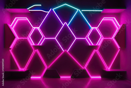 Vibrant Neon Hexagon Designs Stunning Modern Patterns and Luminous Aesthetic