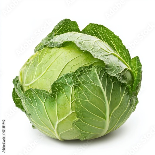 fresh green cabbage on a white background