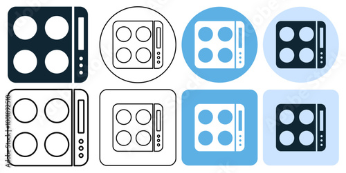 modern electric hob or stove cooking plate, essential kitchen appliance vector pictogram sign icon symbol ui and ux design, glyphs and stroke line.