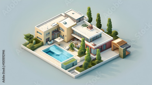 Axonometric Drawing Icon Architectural Design 3D