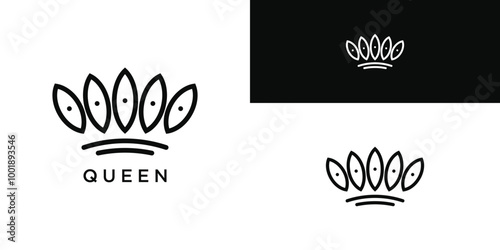 Royal Princess queen crown logo design. Premium Vector
