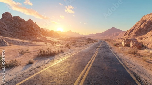 A lonely highway winding through a rugged desert landscape, ultra detailed