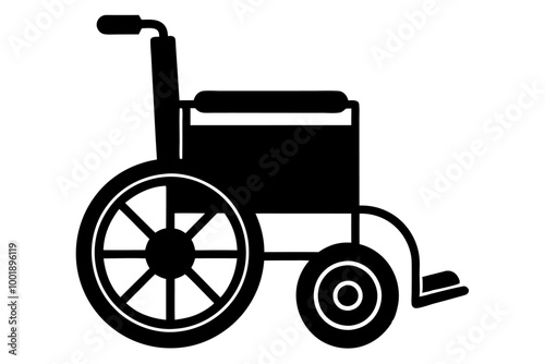 A modern wheelchair icon silhouette vector on white background.