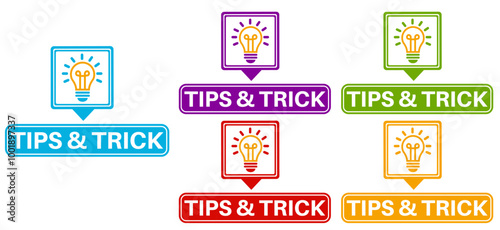 set collections trendy stylish tips and trick icons. helpful label sticker tutorial sign design template vector illustration