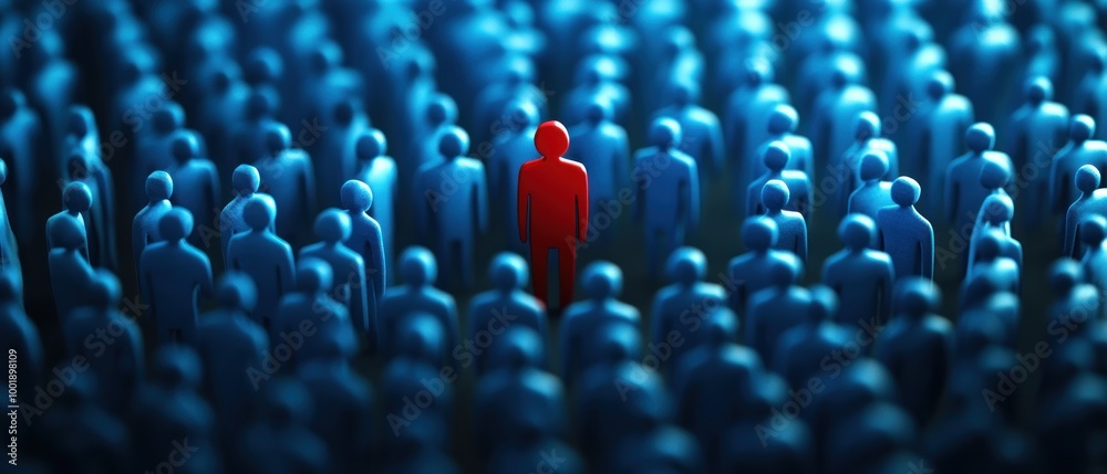 Obraz premium Red figure symbolizes individuality or leadership