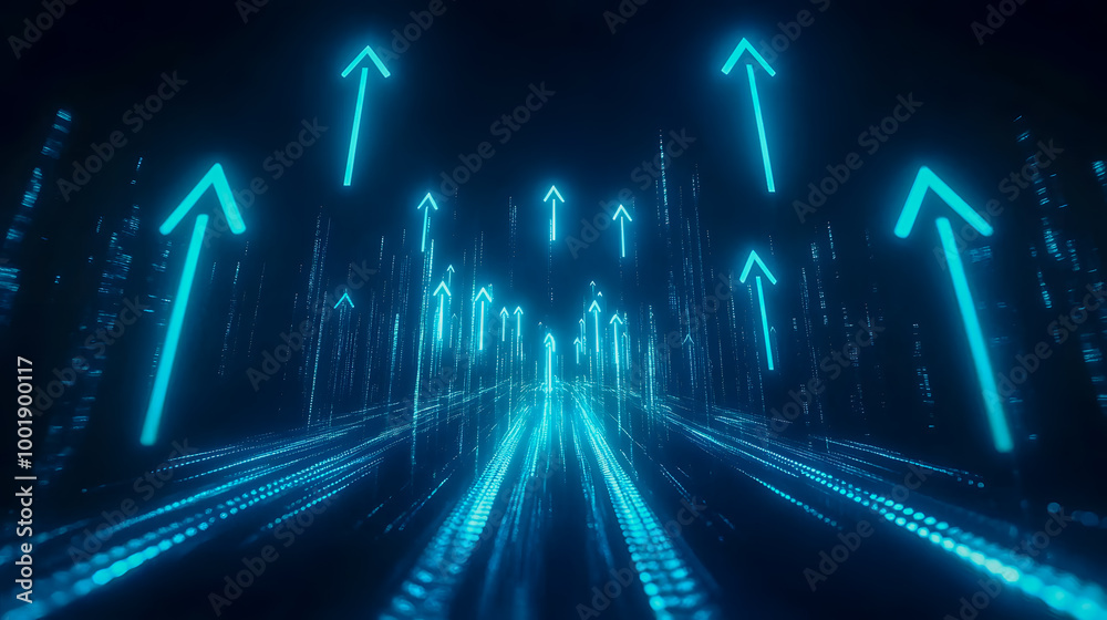 Digital Arrows in Futuristic Technology Background Digital Arrows in Futuristic Technology Background