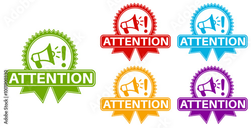 set attention badge labels icon. symbol design template vector illustration