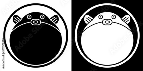 フグの家紋風のベクターイラスト。