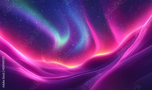 Wallpaper Mural Abstract aurora borealis in space, glowing colors, starry sky background, vector illustration,  Torontodigital.ca