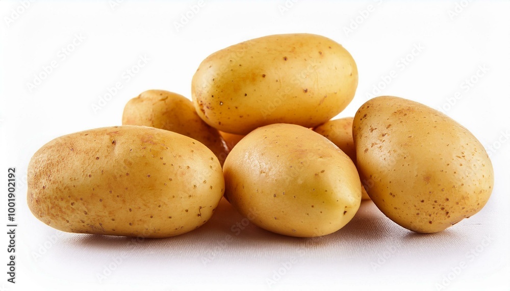 Two young fresh potatoes isolated on white Two young fresh potatoes isolated on white