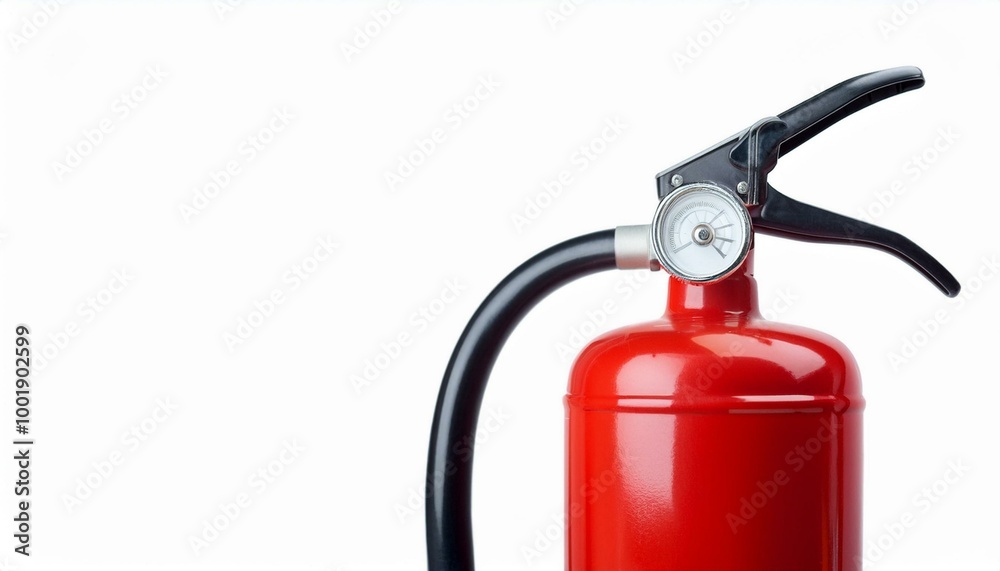 One fire extinguisher on white background One fire extinguisher on white background