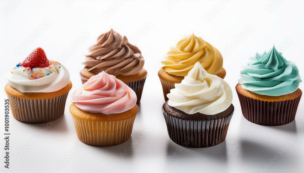 Delicious cupcakes isolated on white background Delicious cupcakes isolated on white background
