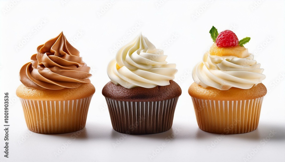 Delicious cupcakes isolated on white background Delicious cupcakes isolated on white background
