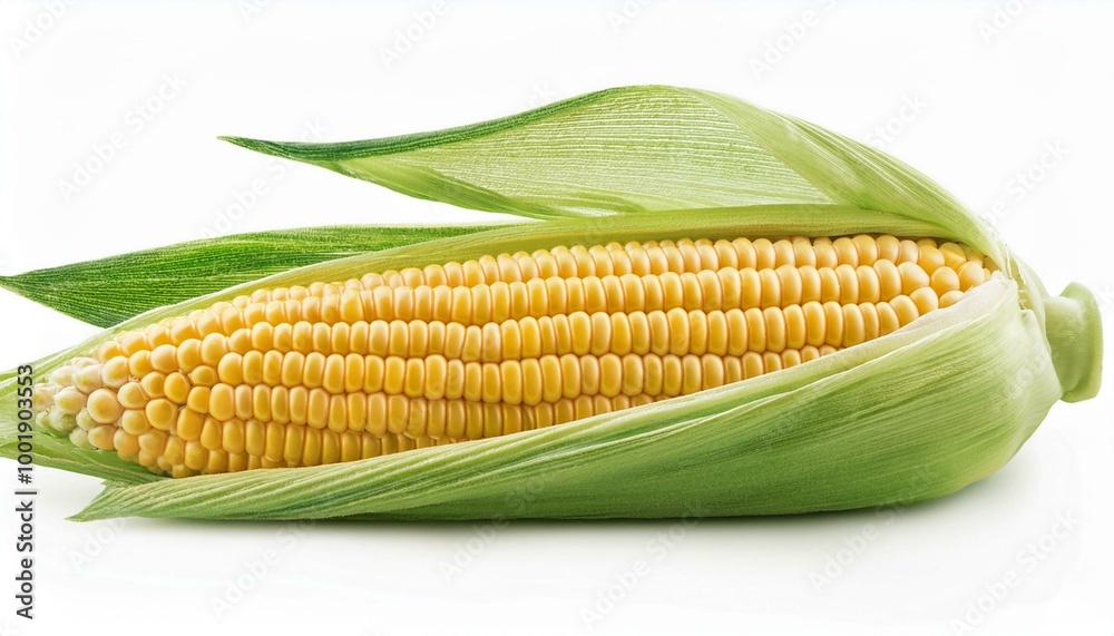 Fresh corn isolated on white background. Clipping path.
