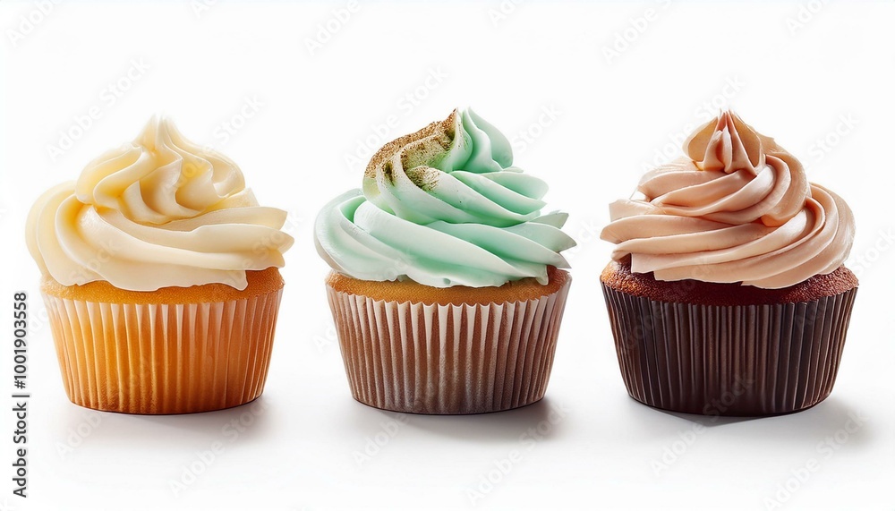Delicious cupcakes isolated on white background Delicious cupcakes isolated on white background