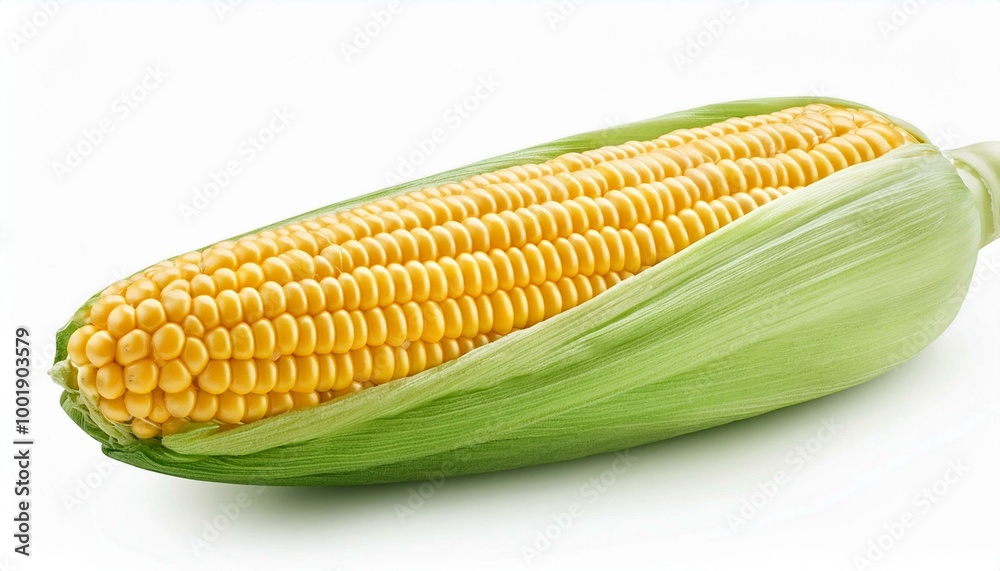 Fresh corn isolated on white background. Clipping path.