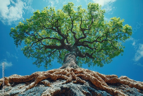 Majestic Tree Against Clear Blue Sky