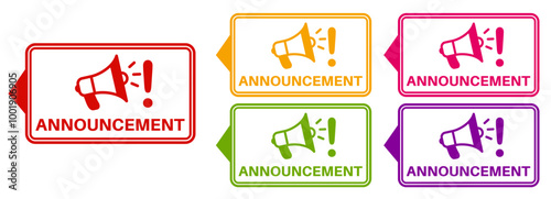 Set announcement icon. Exclamation announces sign labels design template Vector illustration