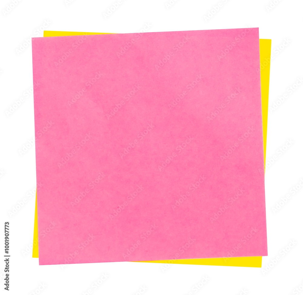 Fototapeta premium Isolated pink and yellow note paper