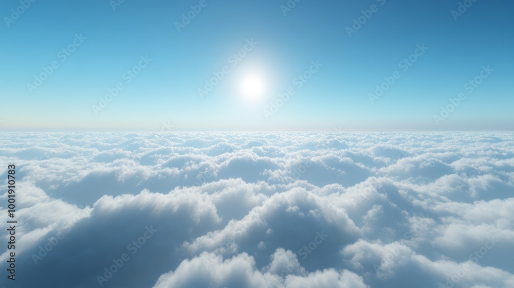 Naklejka premium A breathtaking skyscape above the clouds, with a vivid blue sky