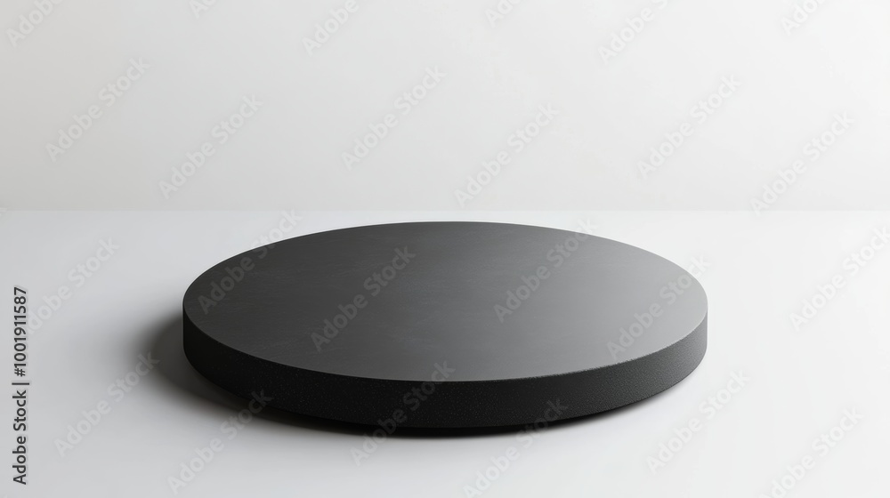 Black round platform on white background Black round platform on white background