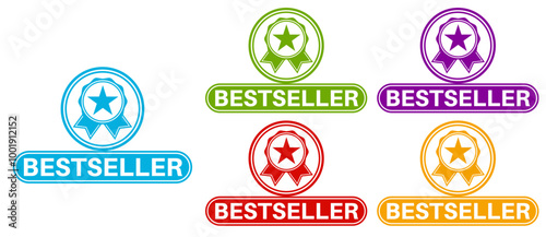 set bestseller sticker sign set. top seller label symbol recommended sign template vector illustration	