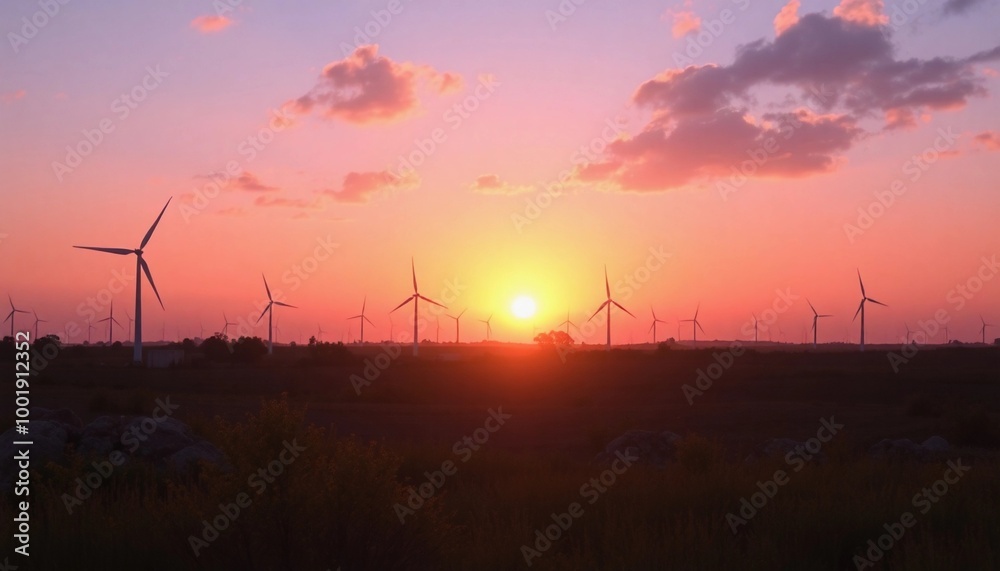 Wind Farm at Sunset with Vibrant Sky
Wind Farm at Sunset with Vibrant Sky