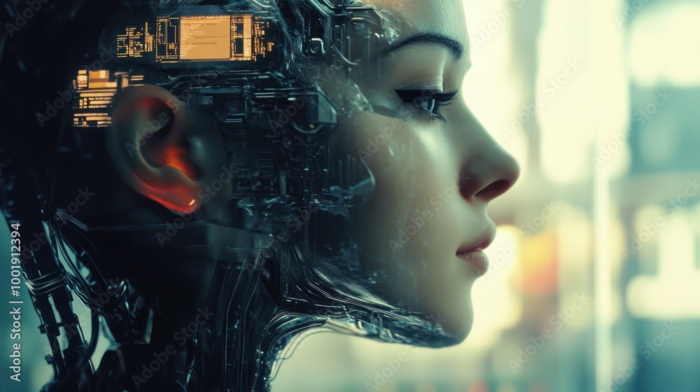A Cyborg Woman With Visible Internal Wiring