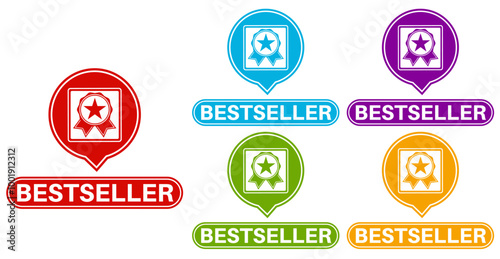 set bestseller sticker sign set. top seller label symbol recommended sign template vector illustration	