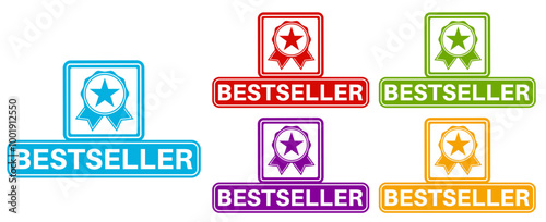 set bestseller sticker sign set. top seller label symbol recommended sign template vector illustration	