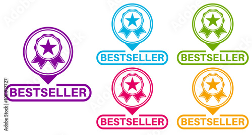 set bestseller sticker sign set. top seller label symbol recommended sign template vector illustration	