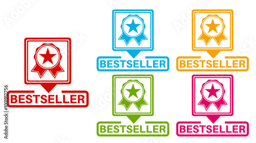 Set Stylish bestseller icon labels. top rated product sign sticker icon design vector illustration	