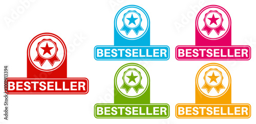 Set Stylish bestseller icon labels. top rated product sign sticker icon design vector illustration	