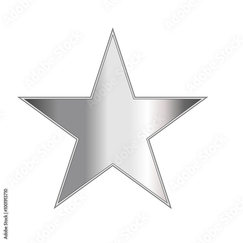 Silver star on transparent background