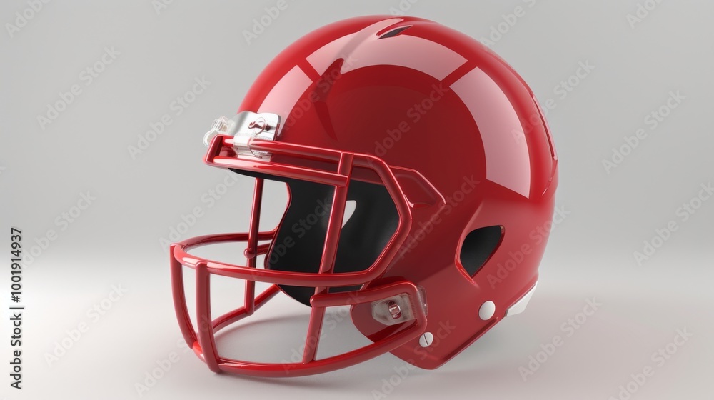 Fototapeta premium Minimalist 3D Football Helmet in Red Color