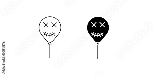  Halloween promotional poster or banner with creepy anthropomorphic balloons