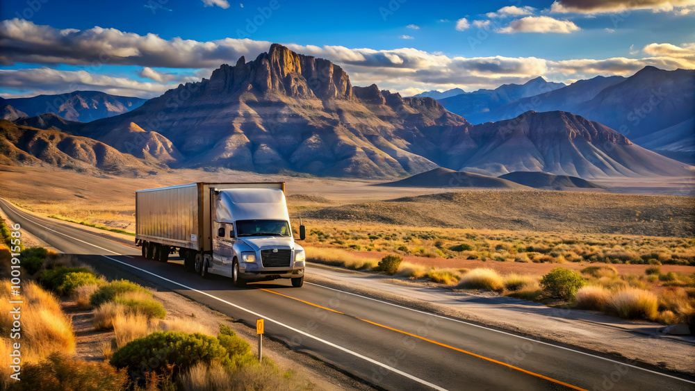 Obraz premium contrast between the man-made vehicle and the natural environment evokes a feeling of awe and wonder. The truck's presence in the vast expanse highlights the beauty and fragility of the natural world.