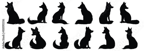 Fox silhouette set vector design big pack of fox illustration and icon