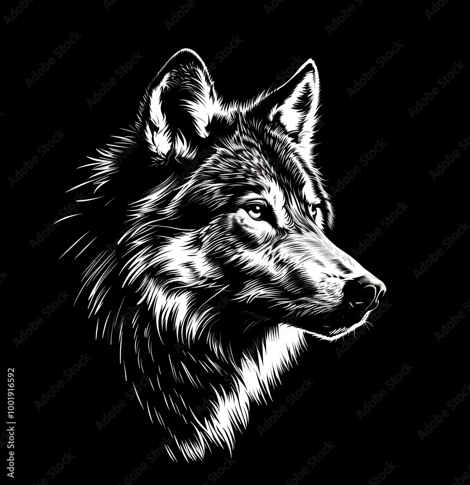 wolf head isolated on dark background wolf head isolated on dark background