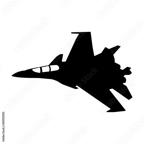 russian modern jet fighter silhouette vector