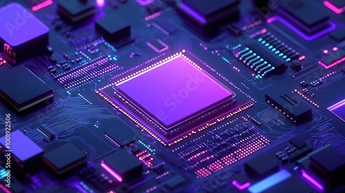 A minimalistic circuit board design featuring a simplified browser icon, emphasizing a clean and modern aesthetic. The artwork utilizes bright colors in a limited palette