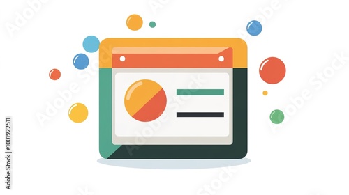 A minimalistic circuit board design featuring a simplified browser icon, emphasizing a clean and modern aesthetic. The artwork utilizes bright colors in a limited palette